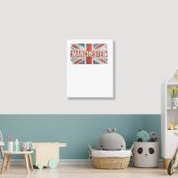 Manchester England United Kingdom British Flag Vintage T Shirt Portrait Canvas Print | Artistshot