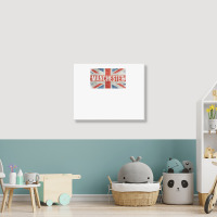 Manchester England United Kingdom British Flag Vintage T Shirt Landscape Canvas Print | Artistshot