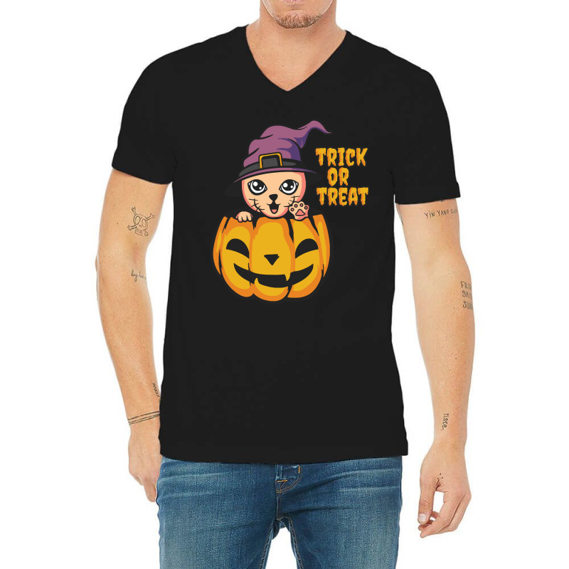 Halloween T  Shirt Cat Halloween T  Shirt V-neck Tee | Artistshot