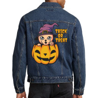 Halloween T  Shirt Cat Halloween T  Shirt Men Denim Jacket | Artistshot