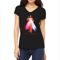 Divine Mercy Transparent Background. Jesus I Trust In You Women's V-neck T-shirt | Artistshot