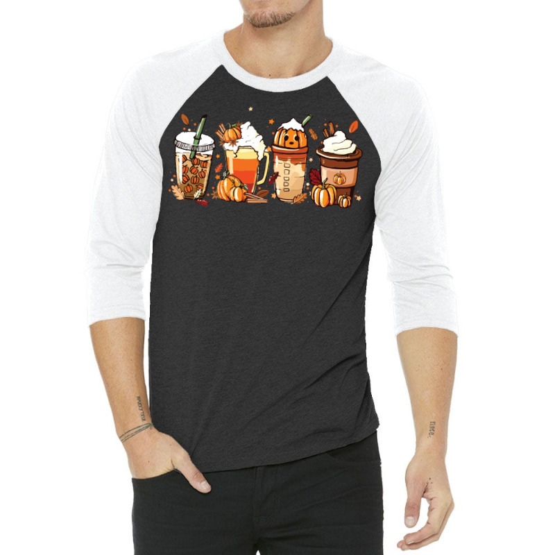 Halloween T  Shirt Fall Coffee P N G Pumpkin Spice Latte Iced Warm Coz 3/4 Sleeve Shirt | Artistshot