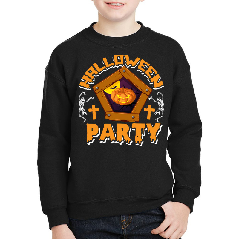 Halloween T  Shirt Funny Halloween Party Skeletons Pumpkin Frame Costu Youth Sweatshirt | Artistshot