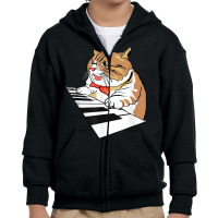 Cat Playing The Piano Funny Pianist Musician Art T Shirt Youth Zipper Hoodie | Artistshot