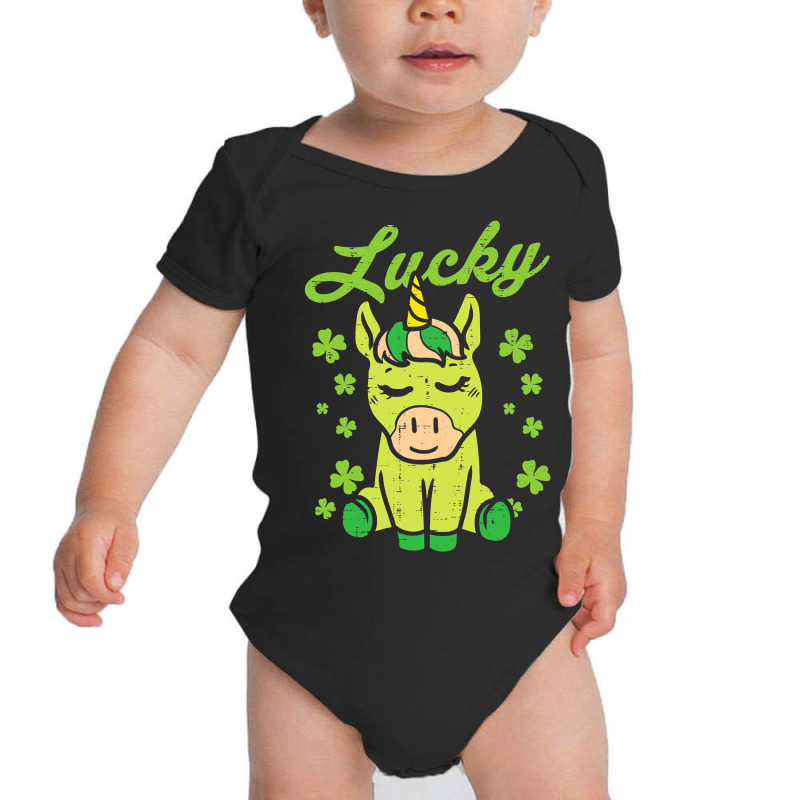 Lucky Unicorn Shamrock St Patricks Day Animal Girls Gift T Shirt Baby Bodysuit | Artistshot