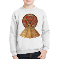 Womens Ancient Sacred Mayan Aztec Calendar Pyramid Geometry V Neck T S Youth Sweatshirt | Artistshot