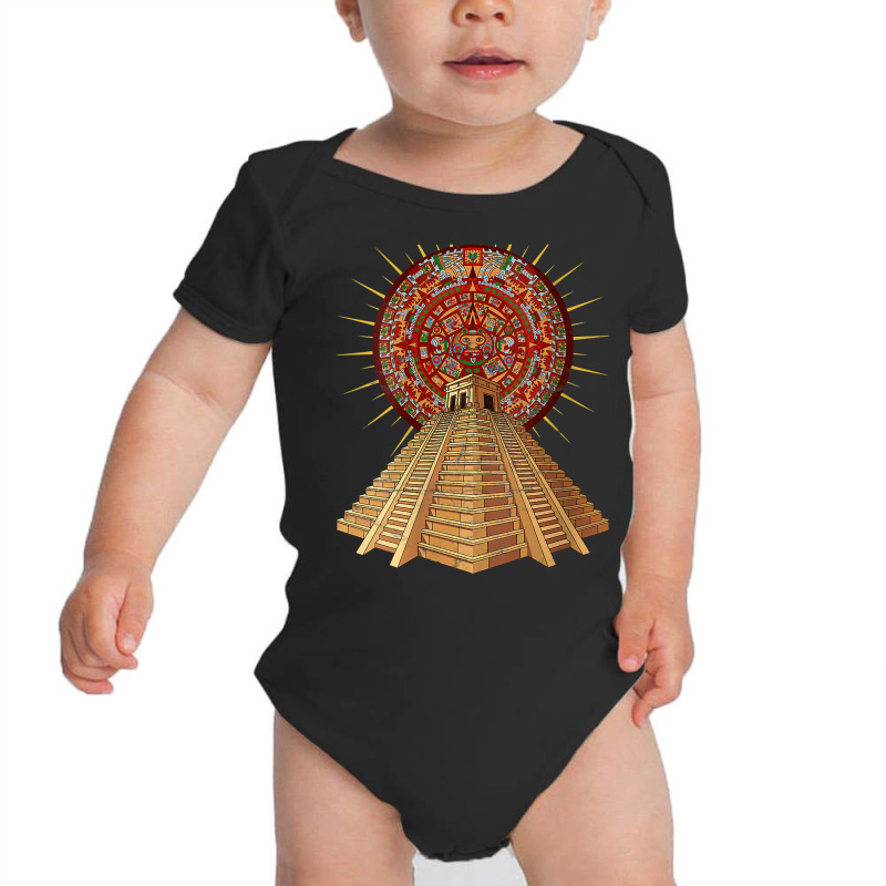 Womens Ancient Sacred Mayan Aztec Calendar Pyramid Geometry V Neck T S Baby Bodysuit | Artistshot