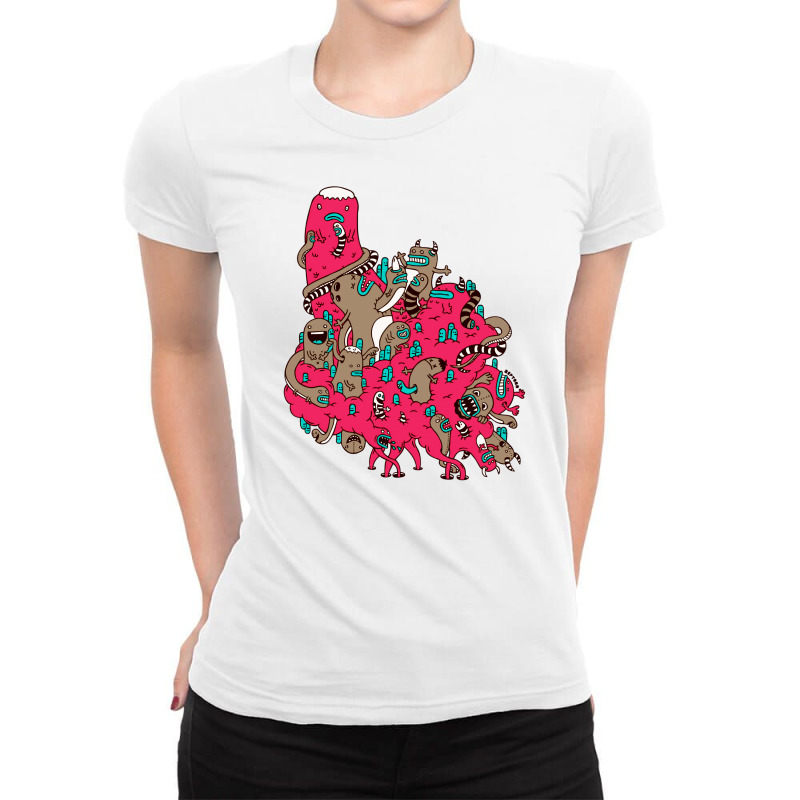 Psychedelic Smoke In Pink Ladies Fitted T-Shirt by DitreamX | Artistshot