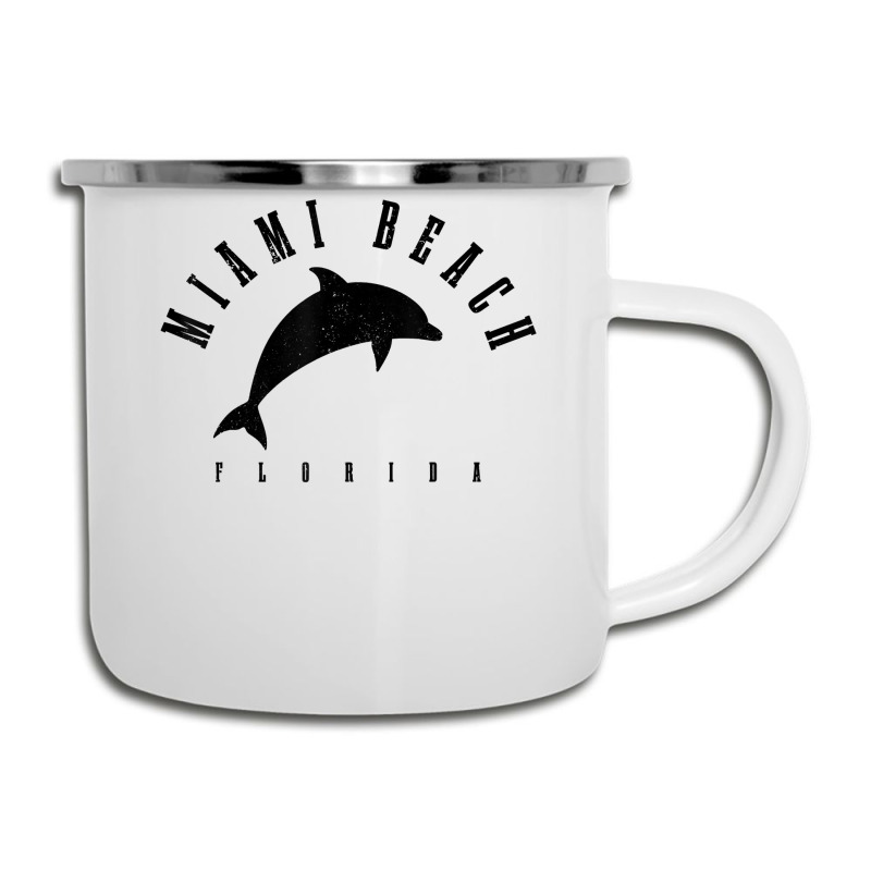 Miami Beach Florida Fl Vintage Surf Dolphin Vacation T Shirt Camper Cup | Artistshot