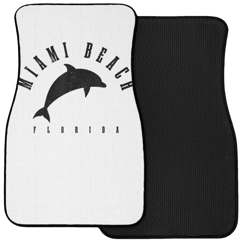 Miami Beach Florida Fl Vintage Surf Dolphin Vacation T Shirt Front Car Mat | Artistshot