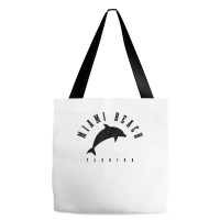 Miami Beach Florida Fl Vintage Surf Dolphin Vacation T Shirt Tote Bags | Artistshot