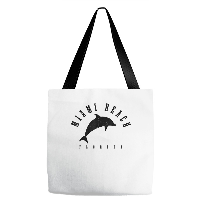 Miami Beach Florida Fl Vintage Surf Dolphin Vacation T Shirt Tote Bags | Artistshot