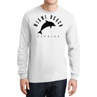 Miami Beach Florida Fl Vintage Surf Dolphin Vacation T Shirt Long Sleeve Shirts | Artistshot