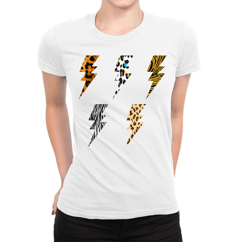 Vintage Thunder Leopard Zebra Animal Print Lightning Bolts T Shirt Ladies Fitted T-Shirt by evansjalayia | Artistshot