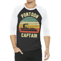 Vintage Pontoon Captain Shirt Funny Pontoon Boat T Shirt 3/4 Sleeve Shirt | Artistshot