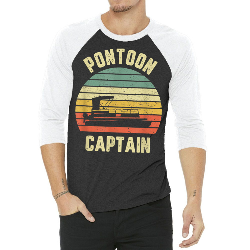 Vintage Pontoon Captain Shirt Funny Pontoon Boat T Shirt 3/4 Sleeve Shirt | Artistshot