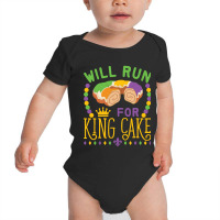 Mardi Gras Running Will Run For King Cake Funny Runner Baby Bodysuit | Artistshot