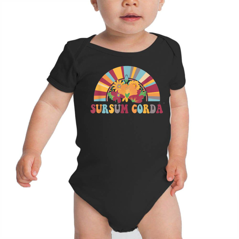 Sursum Corda Lifts Up Yours Heart Latin Catholic Rainbow T Shirt Baby Bodysuit | Artistshot