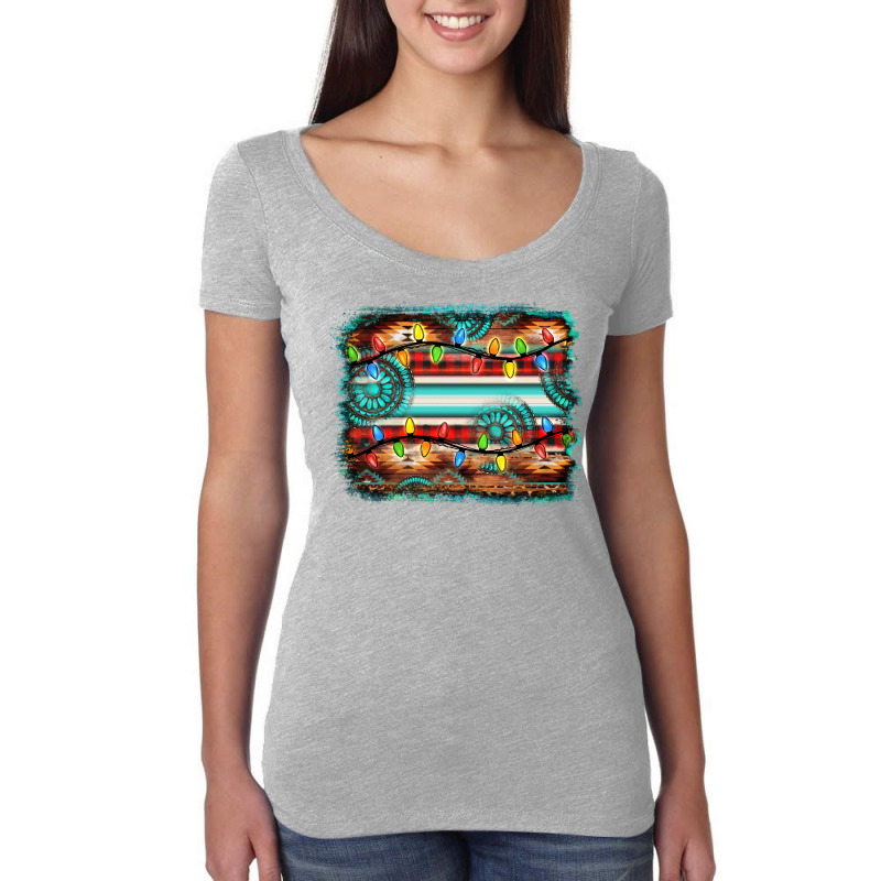 Turquoise Aztec Serape Christmas Background Women's Triblend Scoop T-shirt | Artistshot