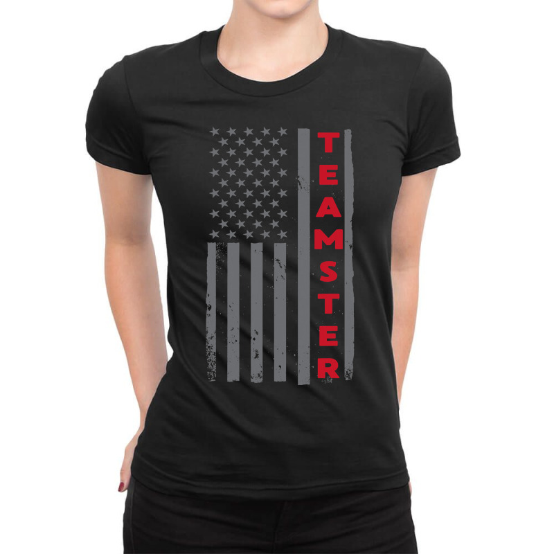 Teamster American Flag Patriotic Truck Driver Us Trucking T Shirt Ladies Fitted T-Shirt by ChristineWeber89 | Artistshot