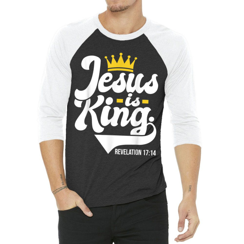 Jesus Is King Revelation 1714 - Christian Religious Bible Characters V 3/4 Sleeve Shirt by Aria-Proctor | Artistshot