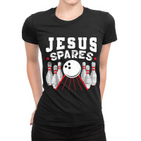 Jesus Spares Funny Christian Bowling Music Vintage Ladies Fitted T-shirt | Artistshot