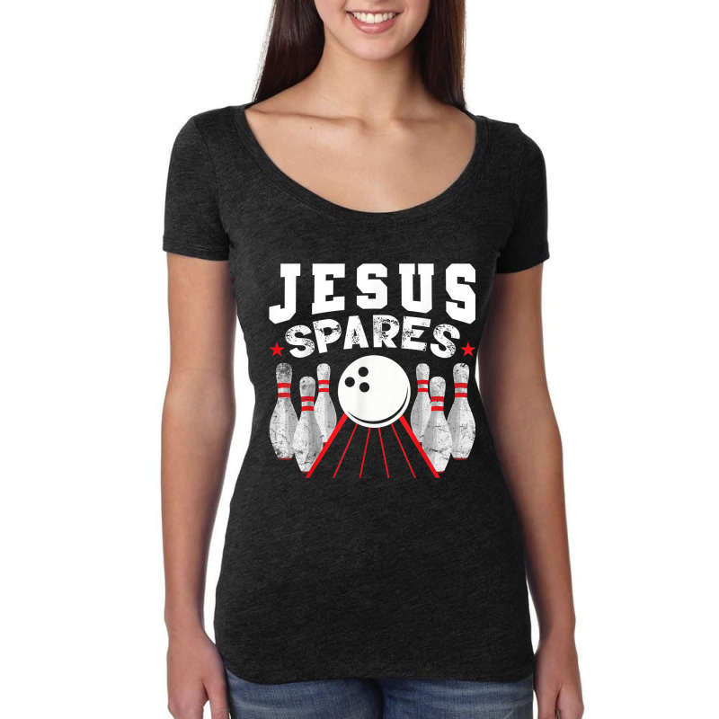 Jesus Spares Funny Christian Bowling Music Vintage Women's Triblend Scoop T-shirt by Aria-Proctor | Artistshot