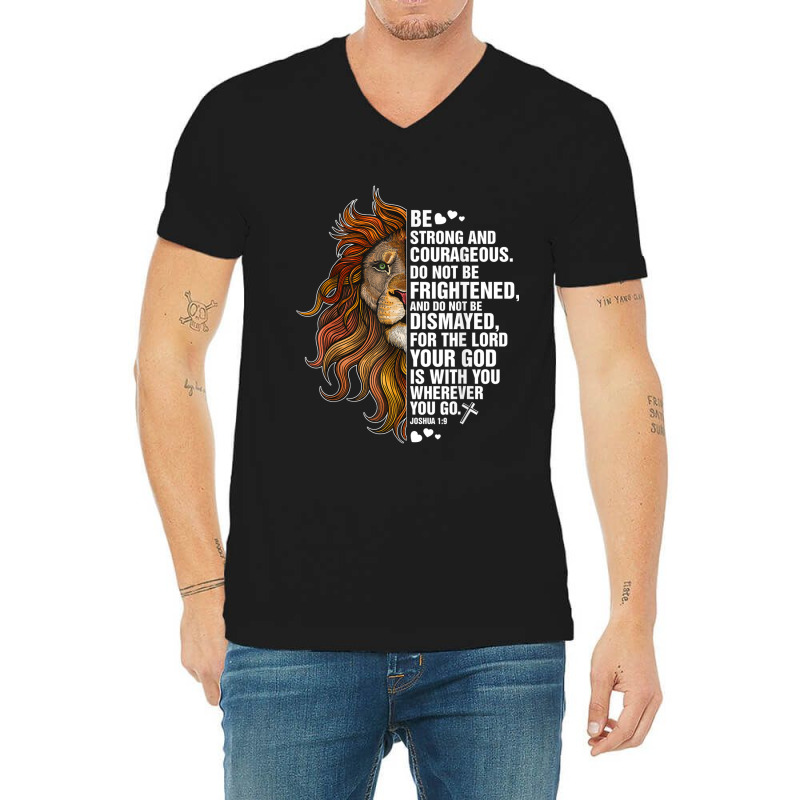 Joshua 19 Christian Shirt Bible Be Courageous Men Boy Gift Men V-Neck Tee by Aria-Proctor | Artistshot