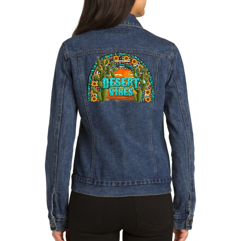 Desert Vibes Westerm Rainbow Ladies Denim Jacket | Artistshot