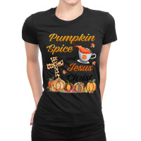 Pumpkin Spice And Jesus Christ Leopard Cross Pumpkin Autumn Video Game Ladies Fitted T-shirt | Artistshot