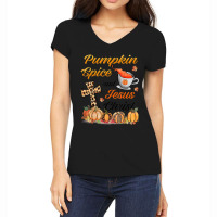 Pumpkin Spice And Jesus Christ Leopard Cross Pumpkin Autumn Video Game Women's V-neck T-shirt | Artistshot