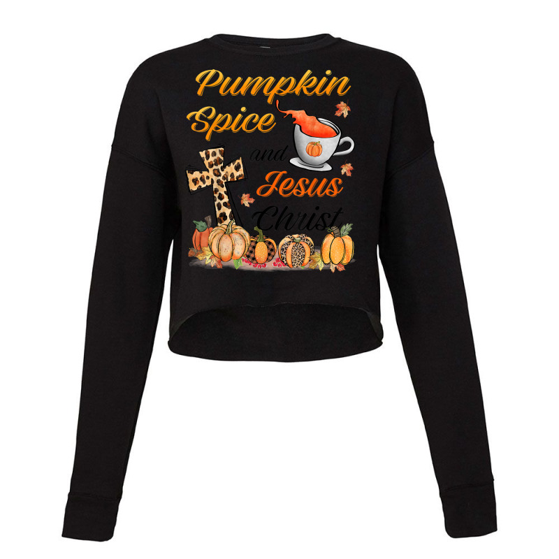 Pumpkin Spice And Jesus Christ Leopard Cross Pumpkin Autumn Video Game Cropped Sweater by Aria-Proctor | Artistshot