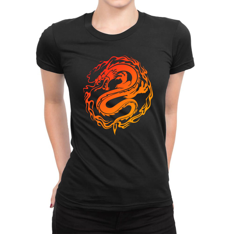 Red Dragon Ladies Fitted T-Shirt by Specstore | Artistshot