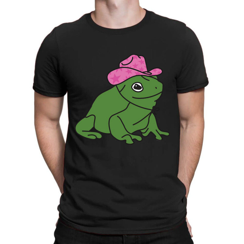 Frog With A Pink Cowboy Hat Sticker T-shirt | Artistshot