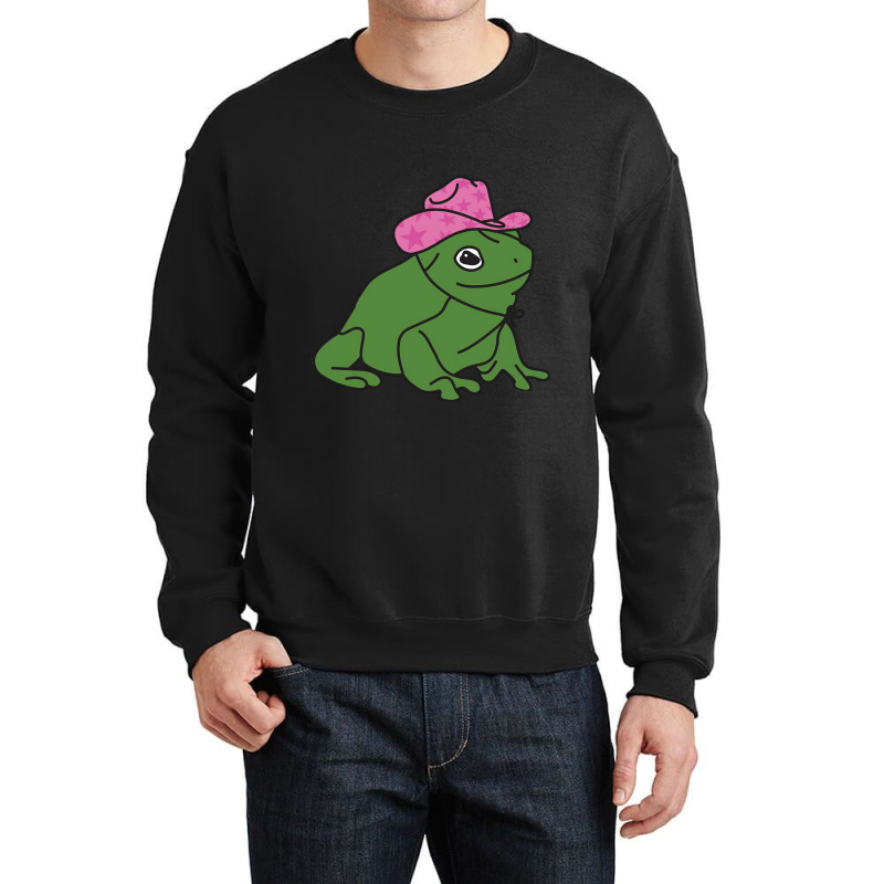 Frog With A Pink Cowboy Hat Sticker Crewneck Sweatshirt | Artistshot