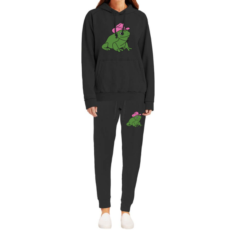 Frog With A Pink Cowboy Hat Sticker Hoodie & Jogger Set | Artistshot