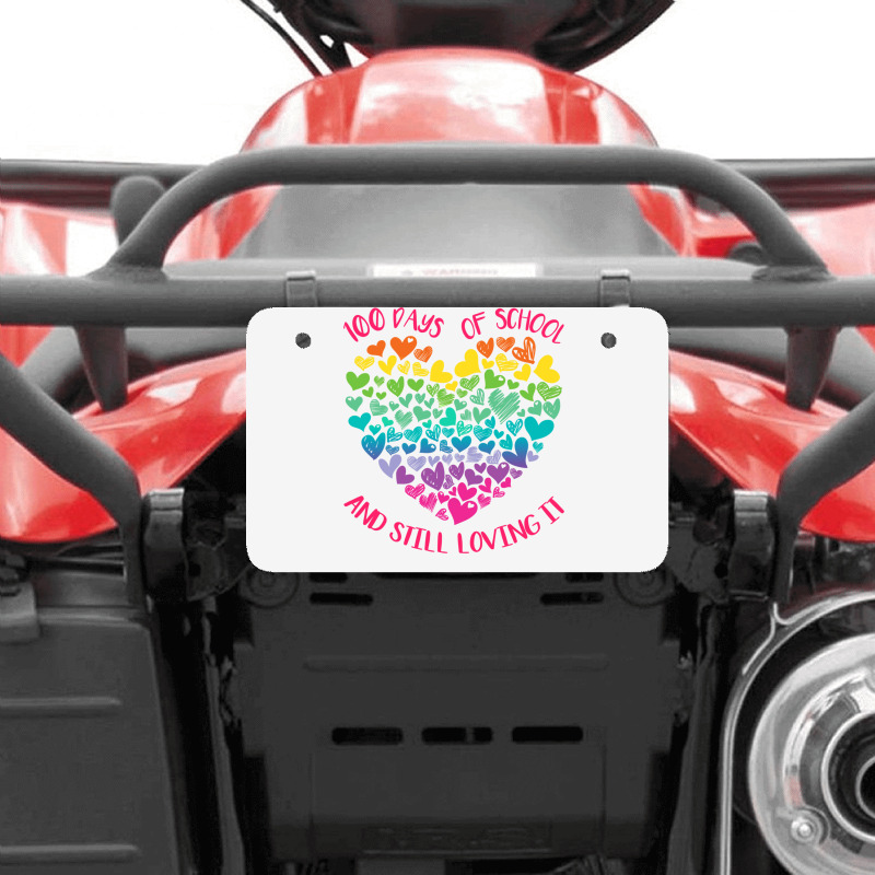 Cute 100 Days Of School And Still Loving It Hearts 100th Day Long Slee Atv License Plate | Artistshot