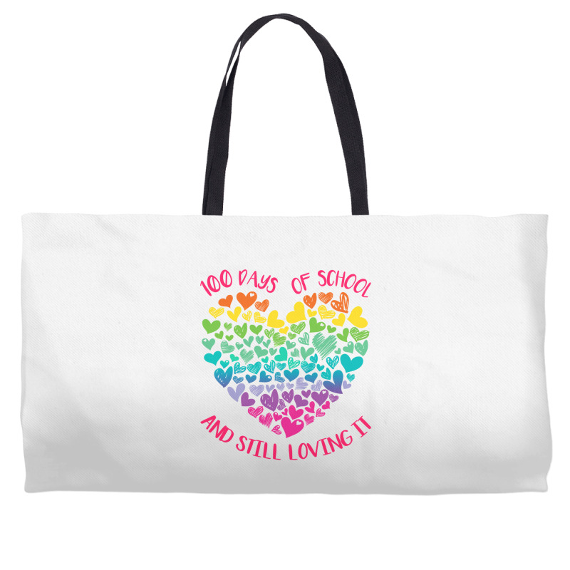 Cute 100 Days Of School And Still Loving It Hearts 100th Day Long Slee Weekender Totes | Artistshot