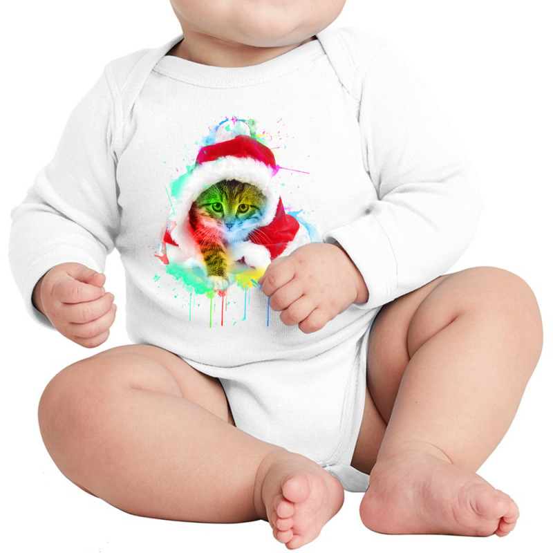 Merry Christmas Cat Long Sleeve Baby Bodysuit | Artistshot