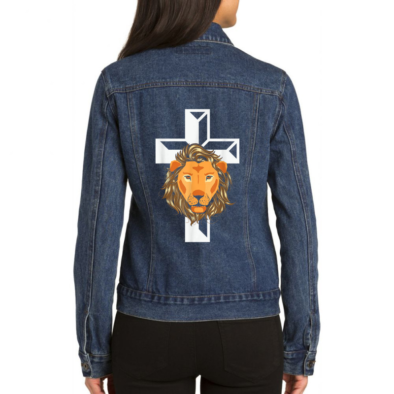 Religious Jesus Christian Lion Church Lord Games Characters Ladies Denim Jacket by Aria-Proctor | Artistshot