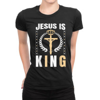 Religious Jesus Is King Christian Church Lord Believer Gifts Men Ladies Fitted T-shirt | Artistshot