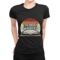 Retro Vintage Theology Matters Reformed Christian Characters Video Gam Ladies Fitted T-shirt | Artistshot