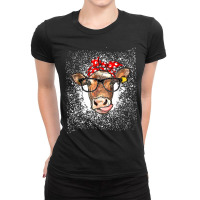 Women S Cow With Glasses And Red Bandana, Licking Heifer T Shirt Ladies Fitted T-shirt | Artistshot