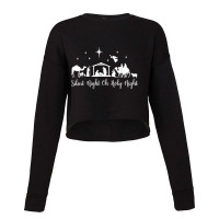 Silent Night Holy Night Nativity Religious Christmas Animations Charac Cropped Sweater | Artistshot