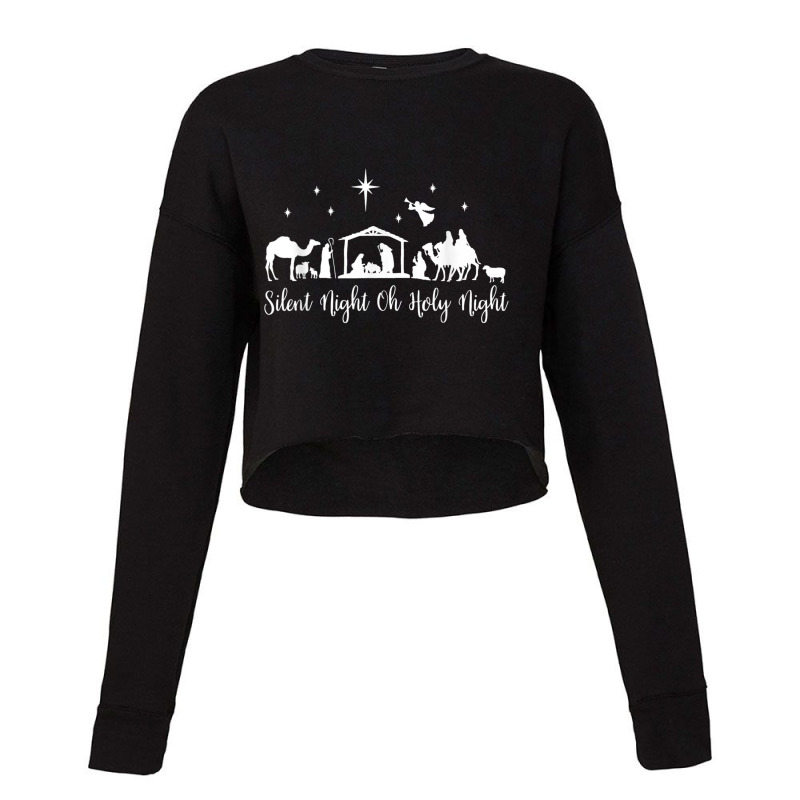 Silent Night Holy Night Nativity Religious Christmas Animations Charac Cropped Sweater by Aria-Proctor | Artistshot