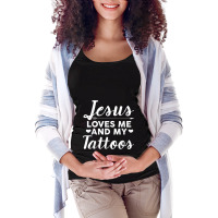 Jesus Loves Me And My Tattoos Christianity Body Ink Gift Maternity Scoop Neck T-shirt | Artistshot