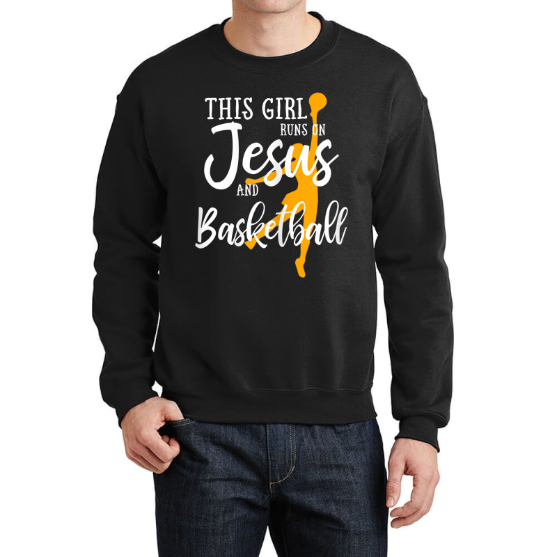 This Girl Runs On Jesus And Basketball Shirt Christian Gift Mens Best Crewneck Sweatshirt by Aria-Proctor | Artistshot