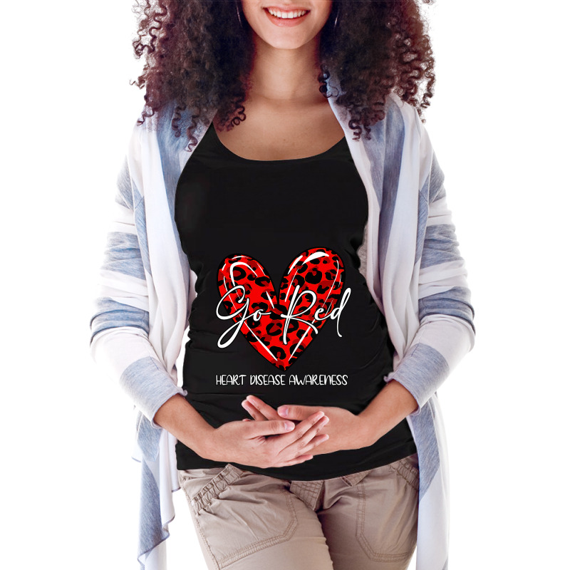 Go Red For Womens Heart Disease Awareness Month Leopard Maternity Scoop Neck T-shirt by moonlight2270 | Artistshot