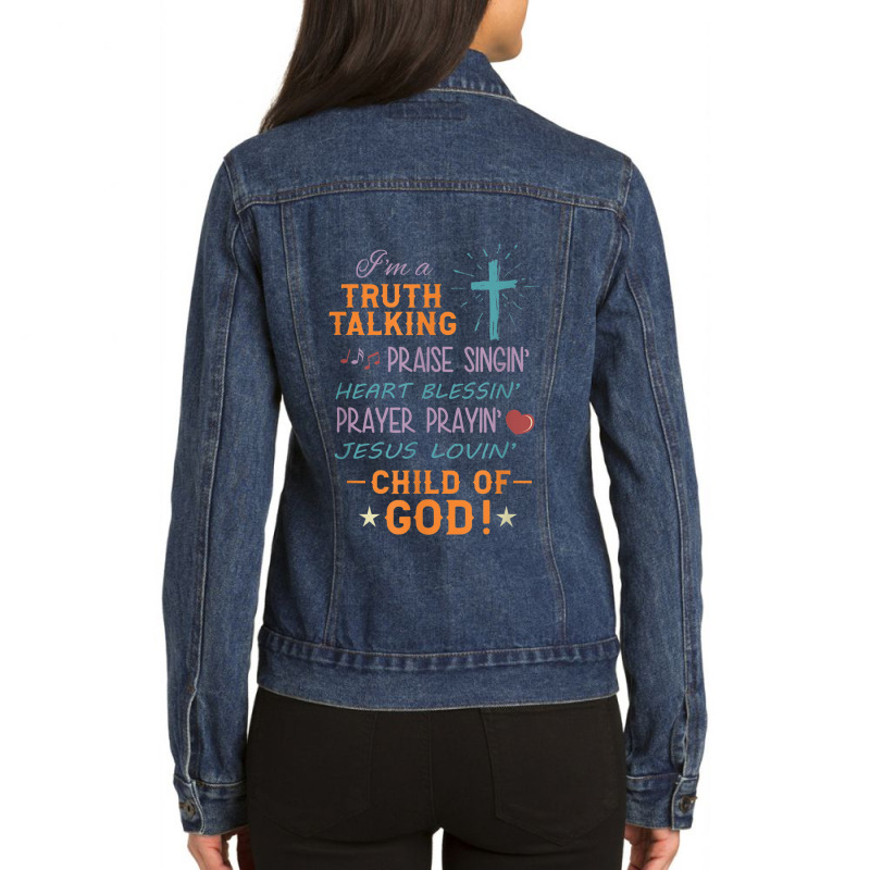 Truth Praise Blessing Pray Child Of God Christian Music Vintage Retro Ladies Denim Jacket by Aria-Proctor | Artistshot