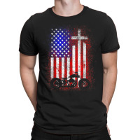 Vintage Motor Bike Usa Flag Christian Faith For Bikers Retro Vintage T-shirt | Artistshot